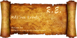 Róna Ernő névjegykártya